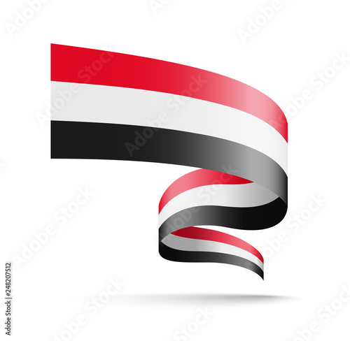 Free Download Yemen flag in the form of wave ribbon. - GFXLoad