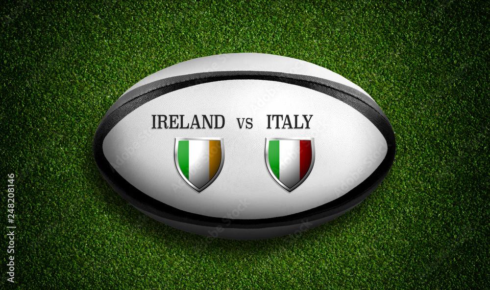 Rugby Match schedule, Ireland vs Italy, flags of countries and rugby ...