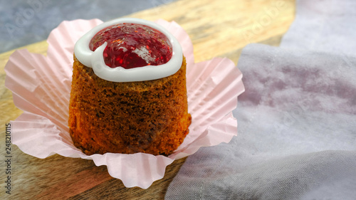 Runeberg´s cake or tart. A Finnish traditional dessert and pasty.  Cake called the name Runebergin torttu. Tart was a Finnish national poet's Johan Ludvig Runeberg ordinary  breakfast with a punsch