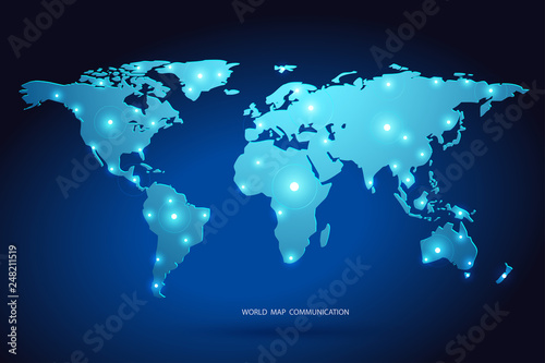 vector of world map on dark blue , network concept