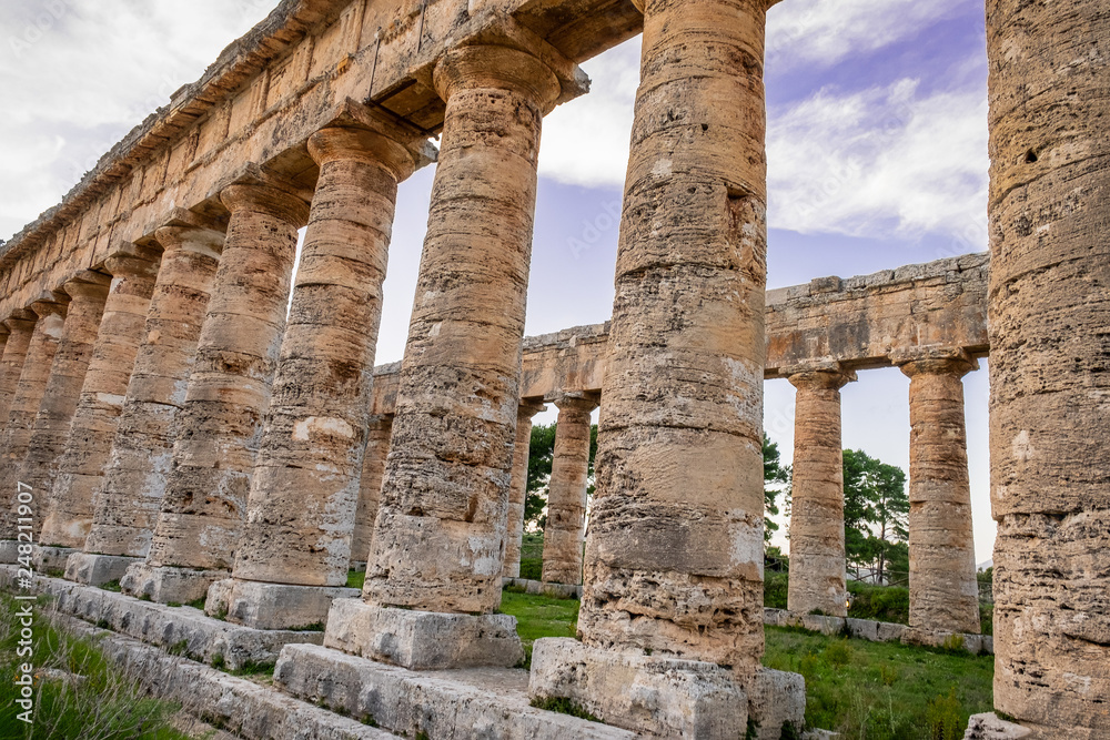 Ancient Greek Temple in Sicily, ruin of architecture building Ancient Greek Temple in Sicily, ruin of architecture building