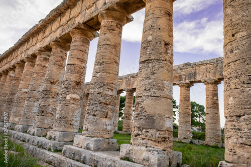 Ancient Greek Temple in Sicily, ruin of architecture building