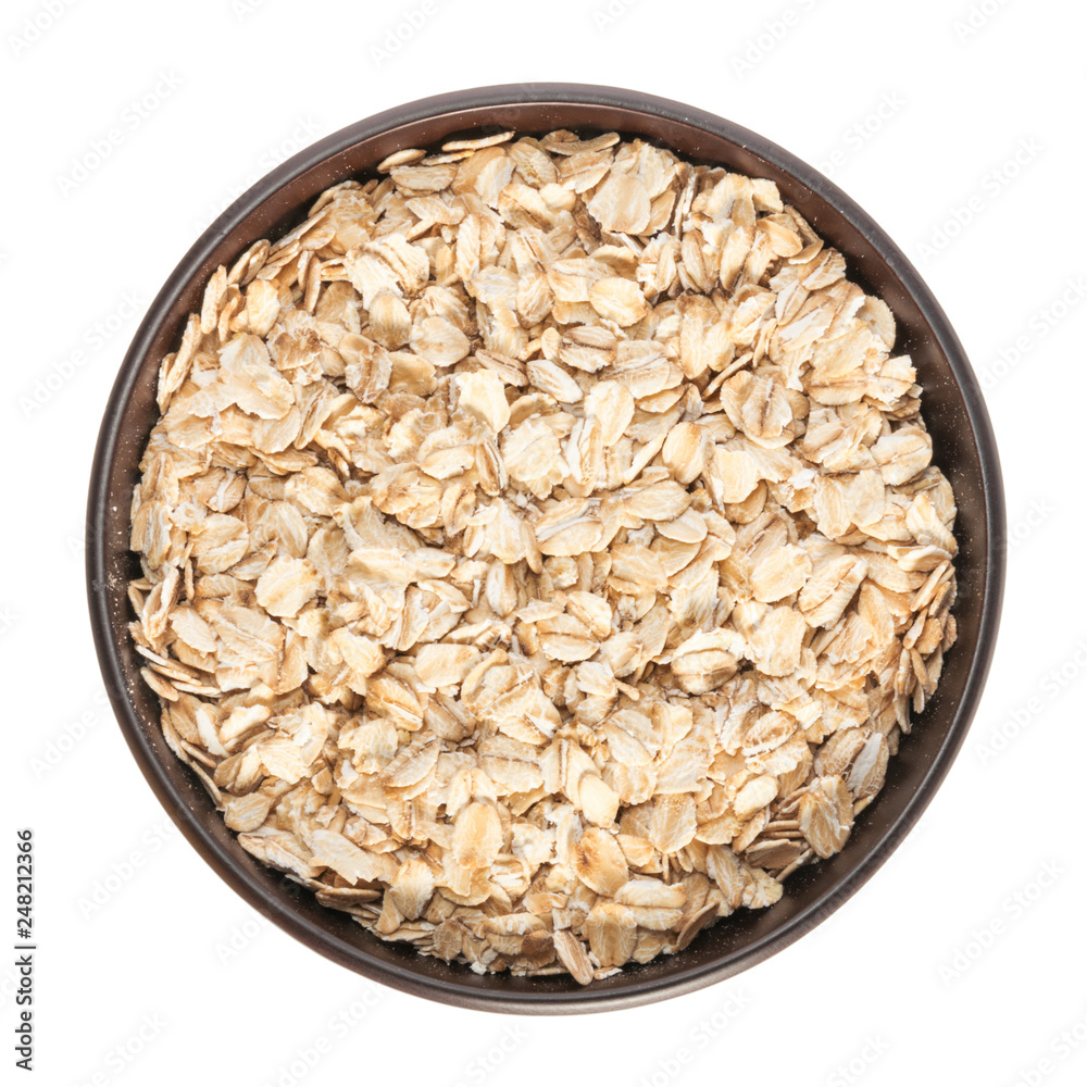 Rolled oats, healthy breakfast cereal oat flakes isolated on white Stock  Photo | Adobe Stock