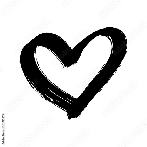 Brush painted heart isolated on a white background
