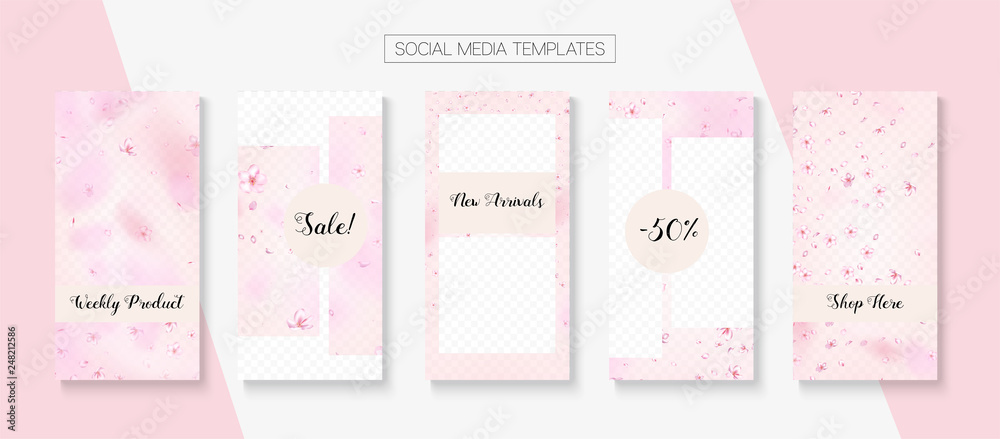 Mothers Day Spring Sale Vector Stories Layout.