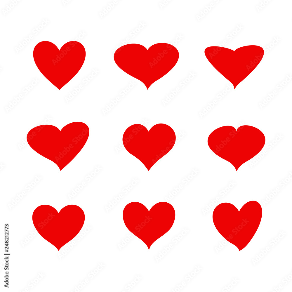 heart icon, set of hearts red heart icon, set of hearts red
