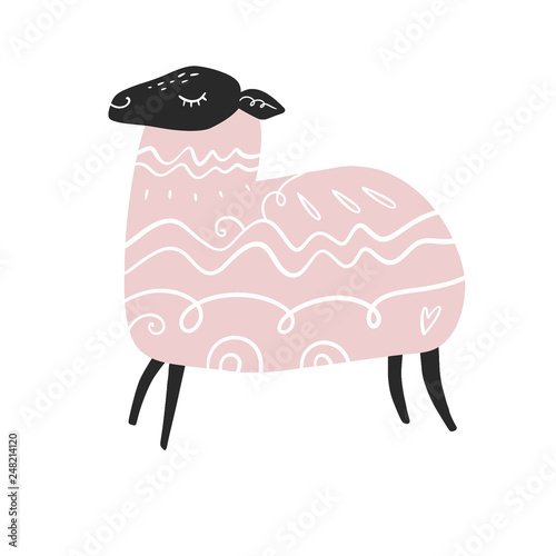 Vector cute simple sheep art illustration