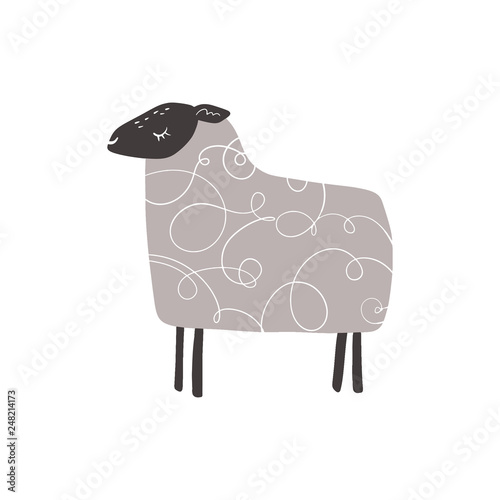 Vector cute simple sheep art illustration