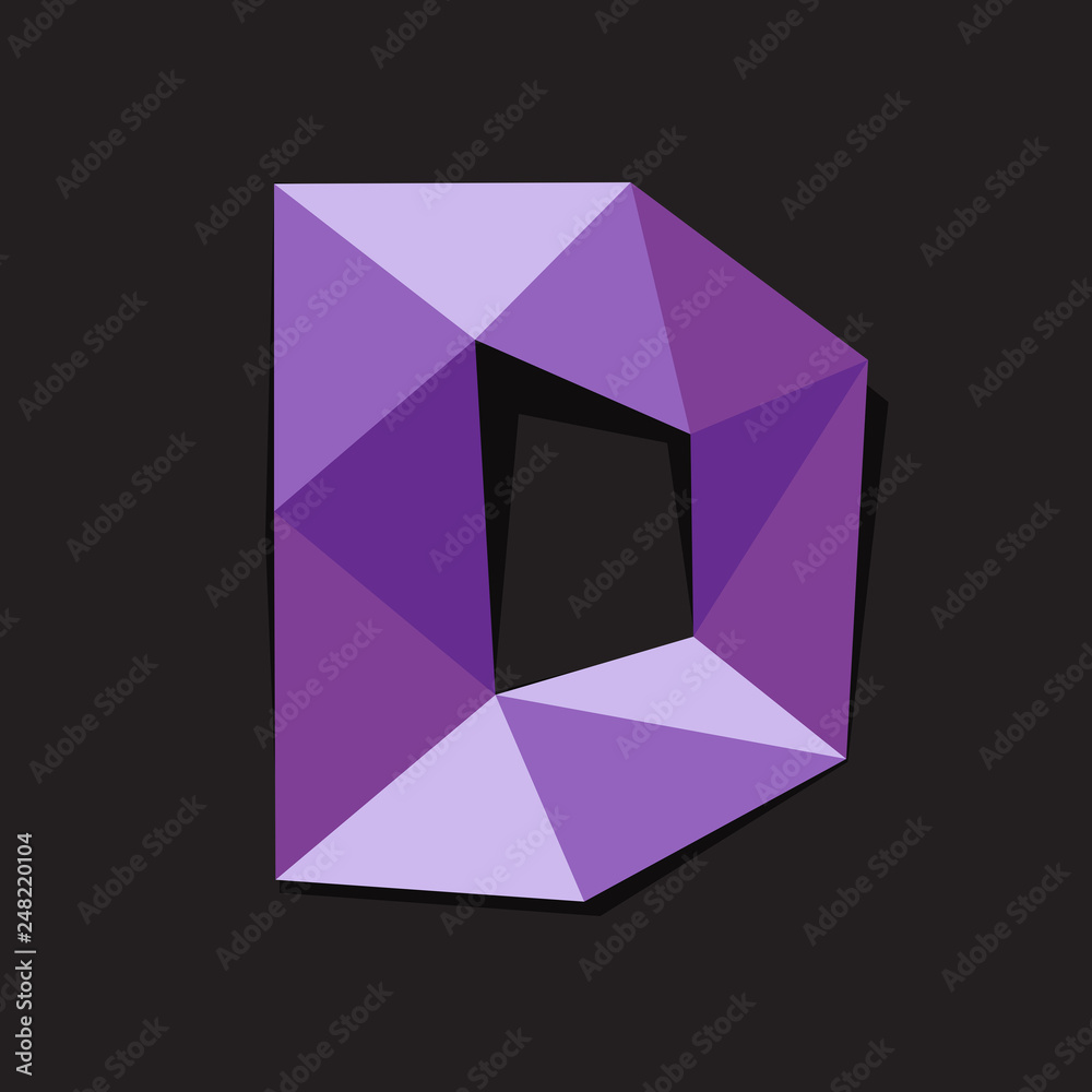 Vector illustration of letter D in origami style. Polygonal Colorful Letter Vector illustration of letter D in origami style. Polygonal Colorful Letter