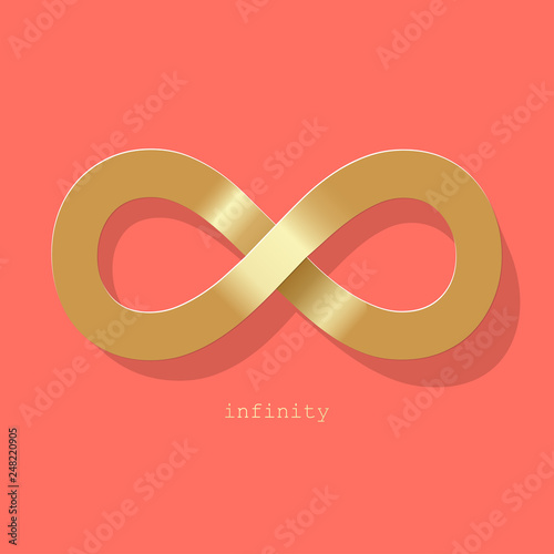 Infinity symbol gold on a Coral color background