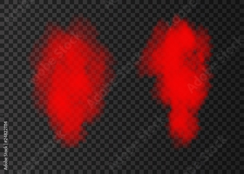 Red smoke puff  collection  isolated on transparent background.