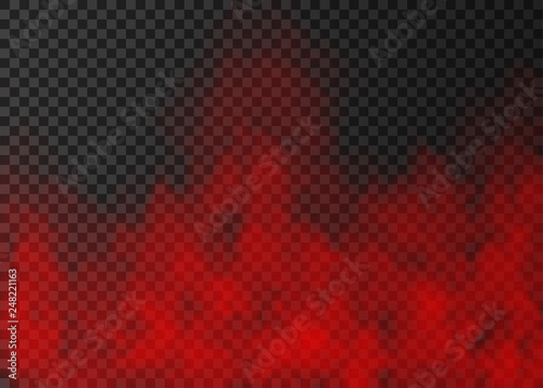 Red smoke  isolated on transparent background.