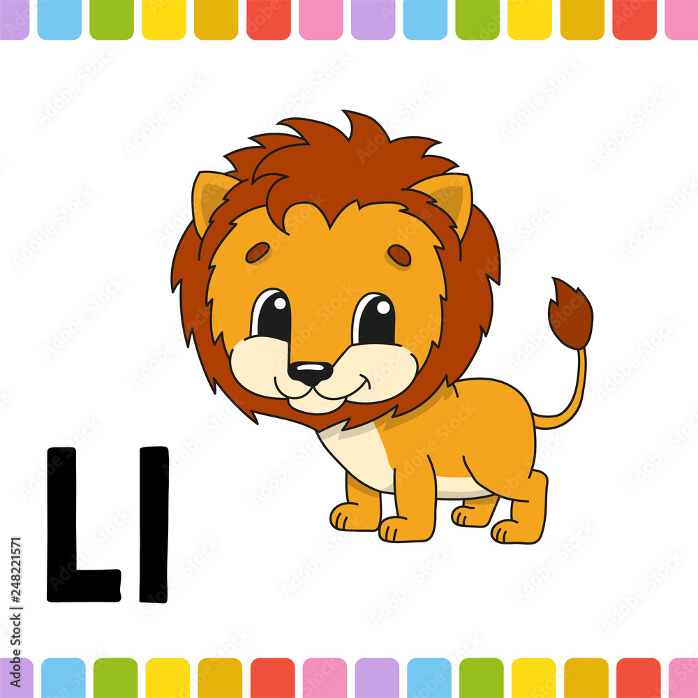 Fototapeta premium Animal alphabet. Zoo ABC. Cartoon cute animals isolated on white background. For kids education. Learning letters. Vector illustration.