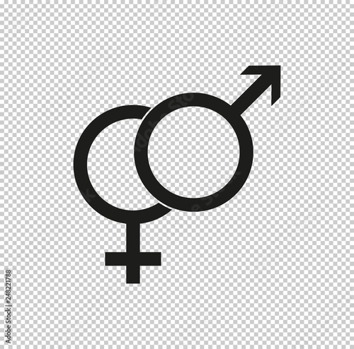 Male and female symbols - black vector icon
