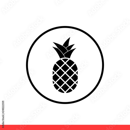 Pineapple vector icon, fruit symbol. Simple, flat design for web or mobile app