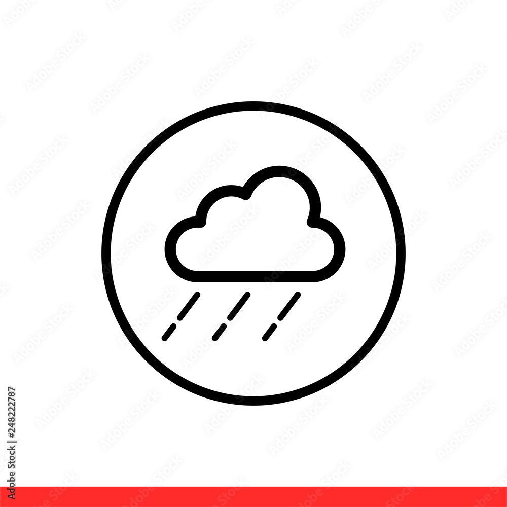 Rainy cloud vector icon, weather symbol. Simple, flat design for web or mobile app Rainy cloud vector icon, weather symbol. Simple, flat design for web or mobile app