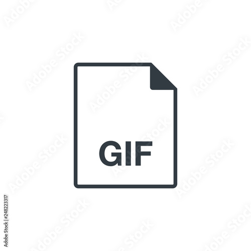 Black single thin line gif document file format icon concept. Simple flat design vector infographic pictogram for app ads web website button ui ux interface elements isolated on white background