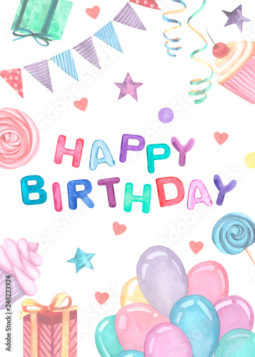 watercolor greetings card with a birthday