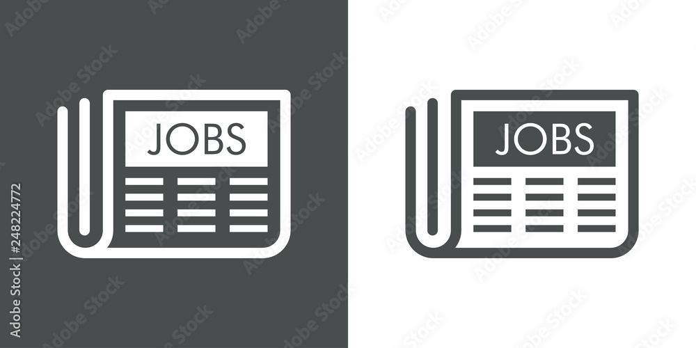 Icono plano texto JOBS en periódico en gris y blanco Stock Vector Adobe Stock