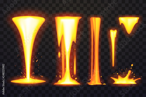 Lava or molten metal elements