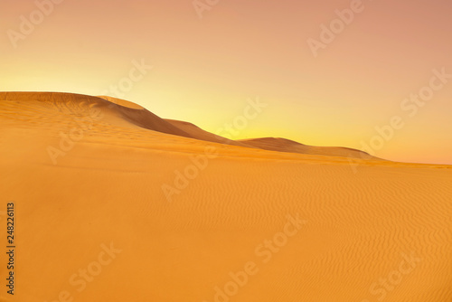 Beautiful sunset in  desert .