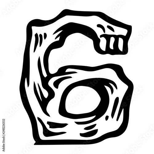 Vector alphabet and numeral 6 Skull white numeral in hipster style. Ideal for use as headline or sub-head text in you design: logo, t-shirt, poster, label, book cover. .