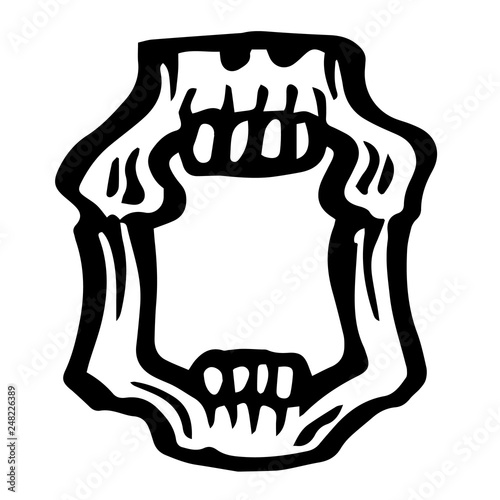 Vector alphabet and numeral 0 Skull white numeral in hipster style. Ideal for use as headline or sub-head text in you design: logo, t-shirt, poster, label, book cover. 