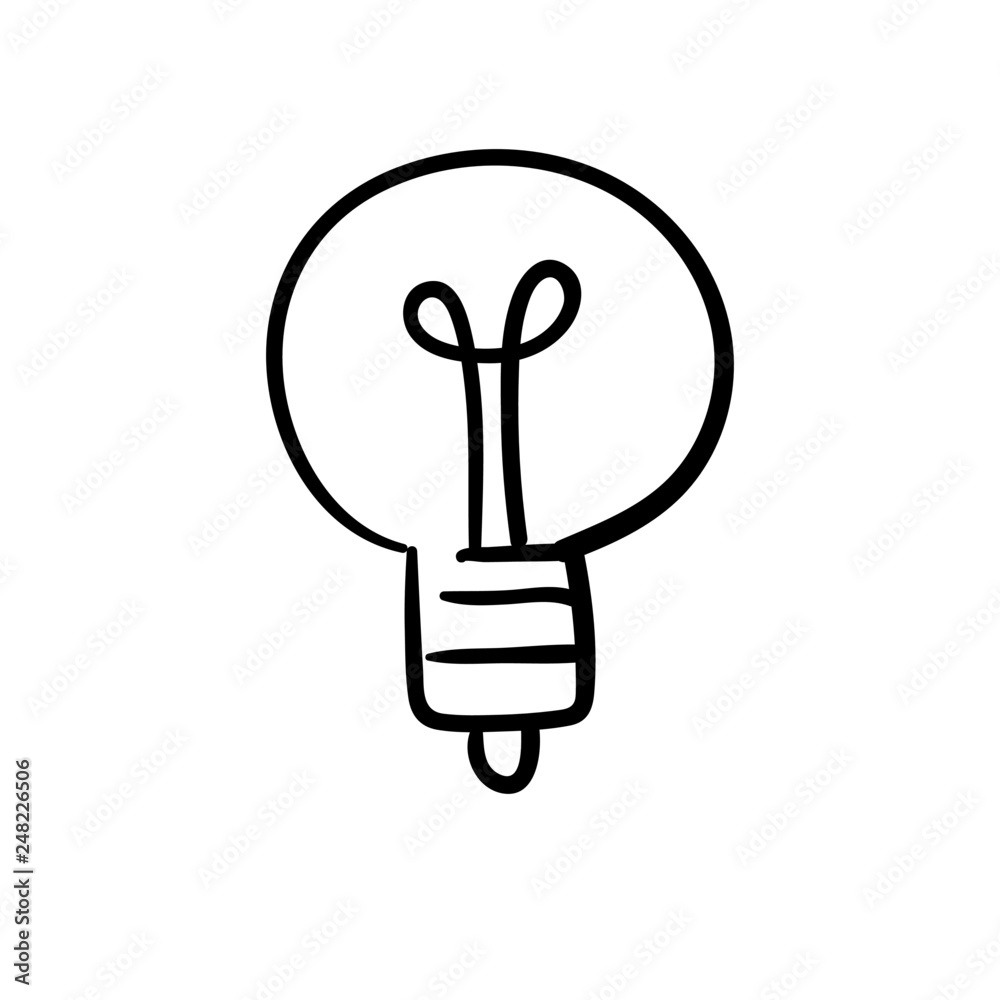 Light bulb doodle, hand drawn idea icon Light bulb doodle, hand drawn idea icon