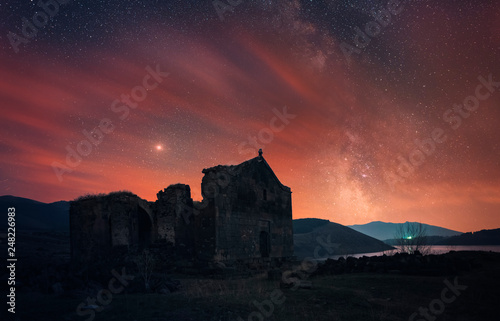 Old church night landscape. Armenia  
