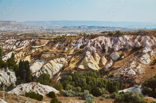 Views of Cappadocia volcanic kanyon cave houses in Turkey photo