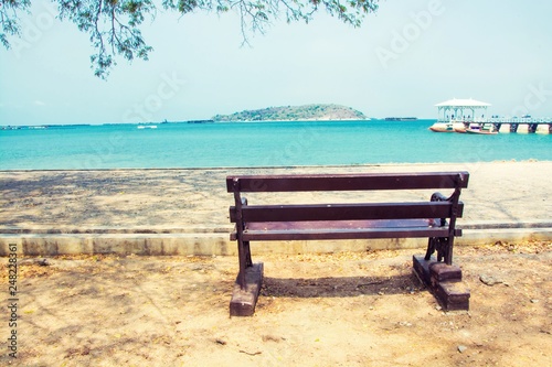 seaside bench for relaxing at Lan island.