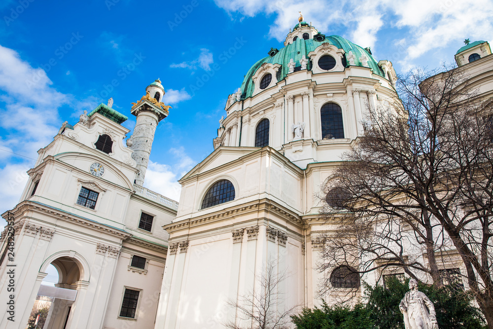 Saint Charles Church located on the south side of Karlsplatz in Vienna built on 1737