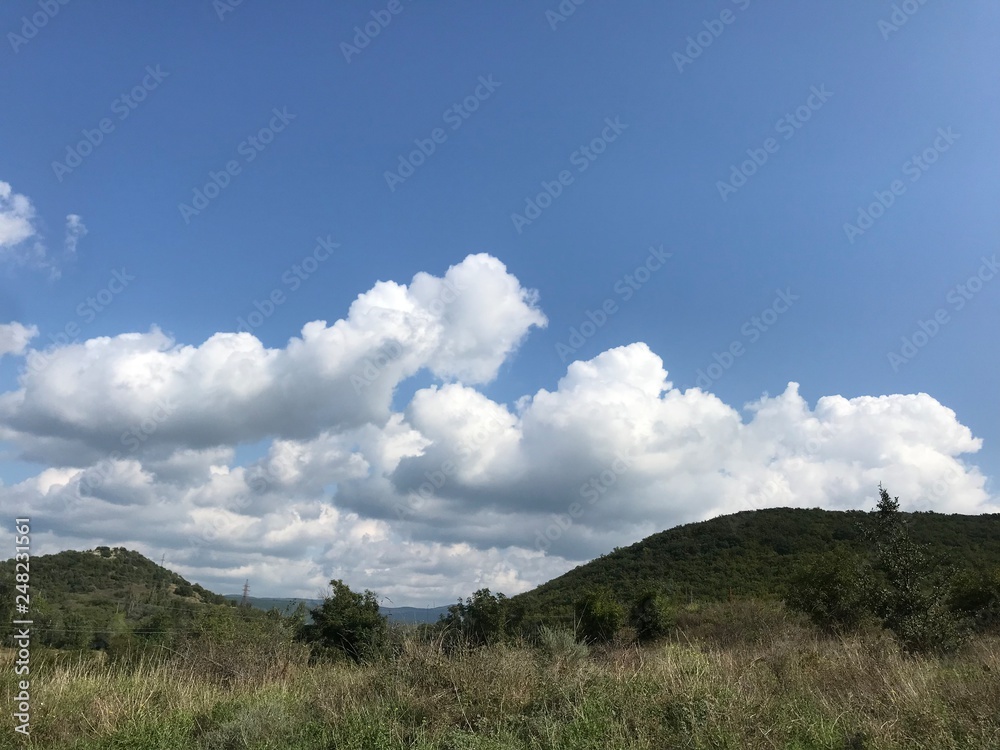 clouds over mountains