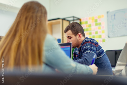 Students listening a lecture