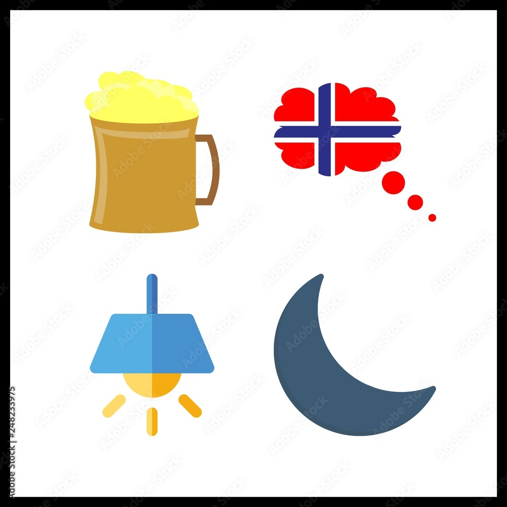 4 light icon. Vector illustration light set. beer and lamp icons for light works 4 light icon. Vector illustration light set. beer and lamp icons for light works