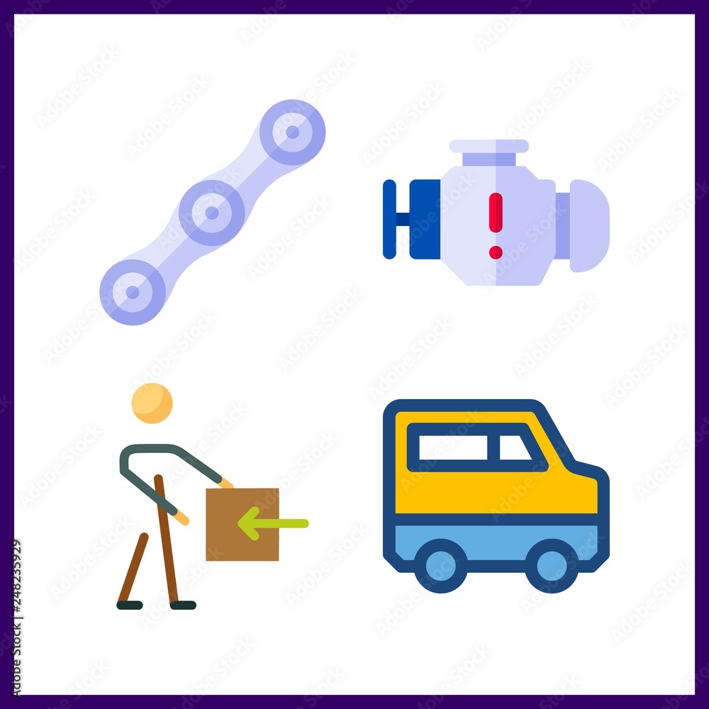 4 truck icon. Vector illustration truck set. van and engine icons for truck works 4 truck icon. Vector illustration truck set. van and engine icons for truck works