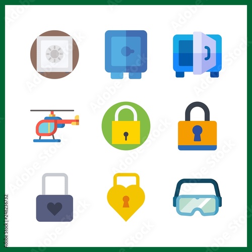 9 private icon. Vector illustration private set. padlock and secure icons for private works