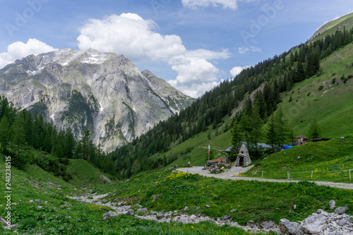 Small stone chapel in the Austrian Alps