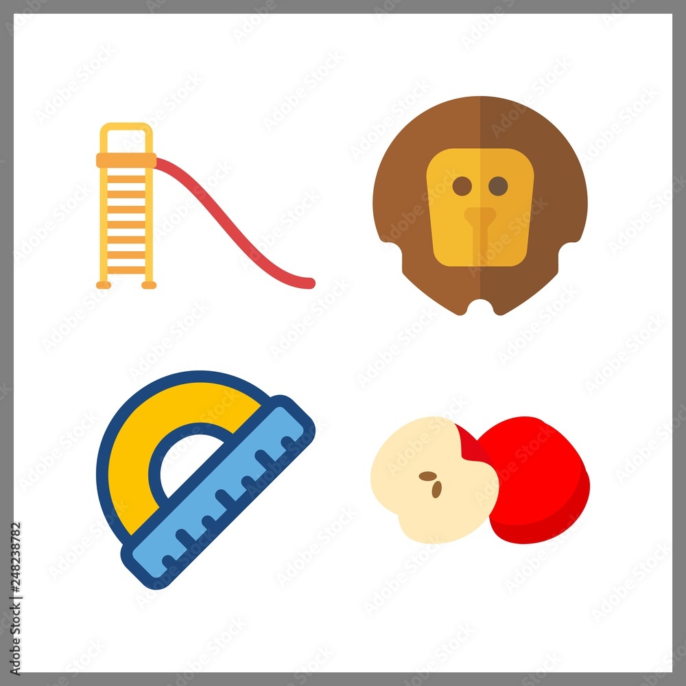 4 white background icon. Vector illustration white background set. apple and lion icons for white background works 4 white background icon. Vector illustration white background set. apple and lion icons for white background works