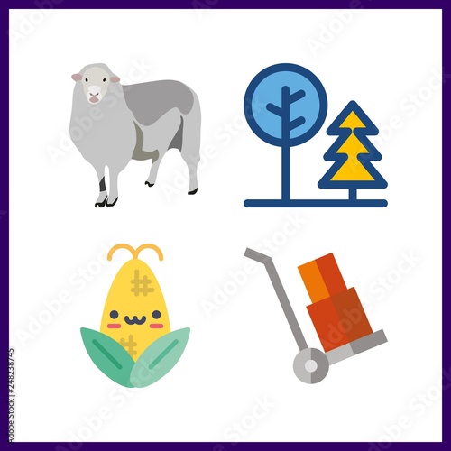 4 farm icon. Vector illustration farm set. corn and sheep icons for farm works