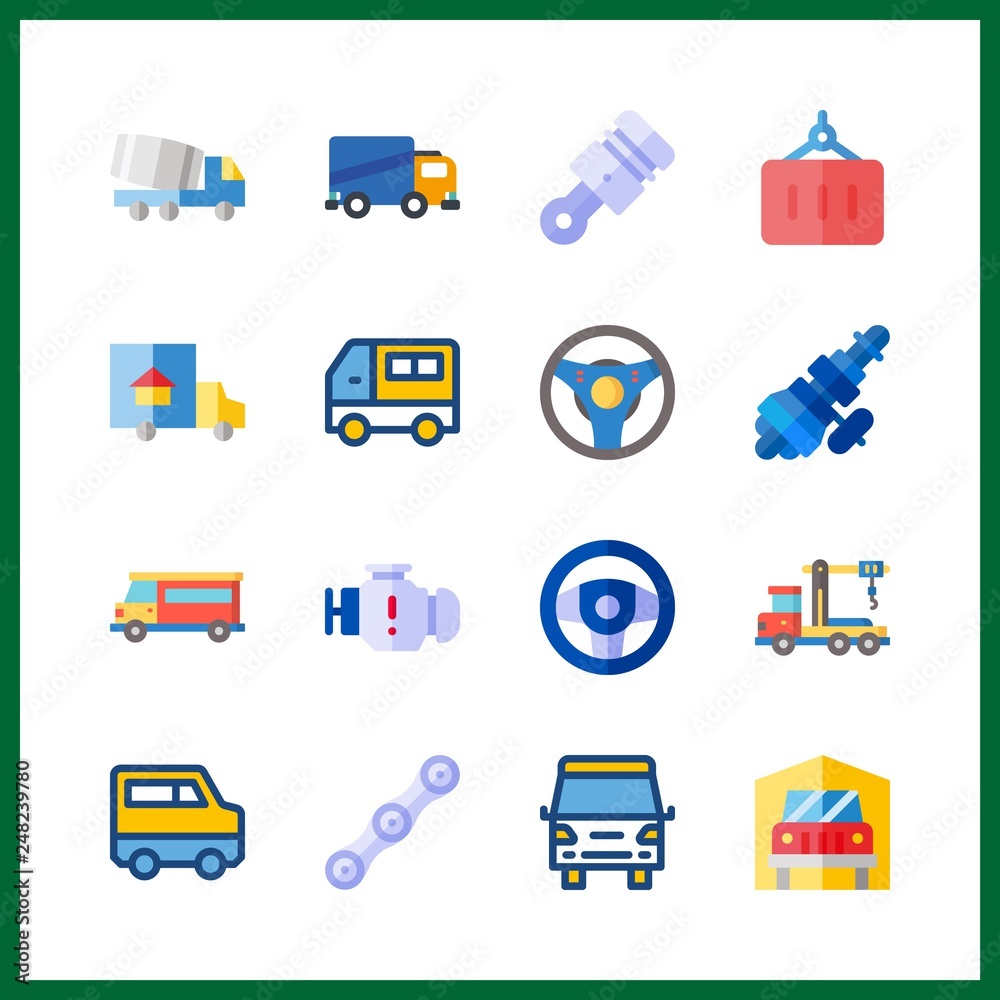 16 truck icon. Vector illustration truck set. van and delivery truck icons for truck works 16 truck icon. Vector illustration truck set. van and delivery truck icons for truck works
