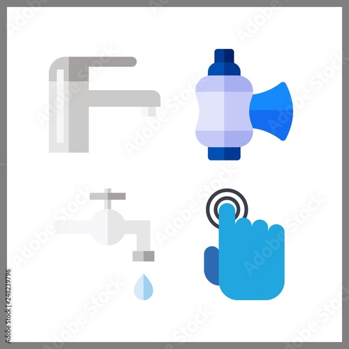 4 faucet icon. Vector illustration faucet set. tap and valve icons for faucet works