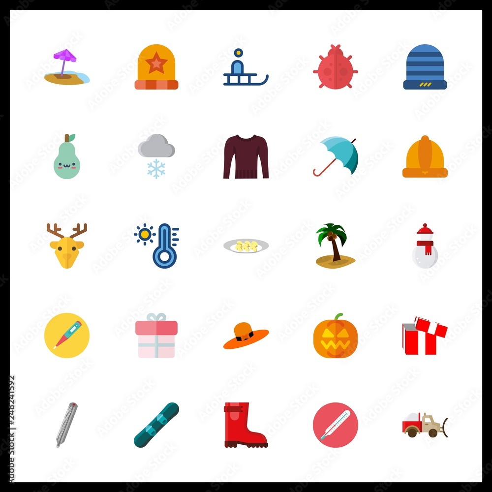 25 season icon. Vector illustration season set. ladybug and snowplow icons for season works 25 season icon. Vector illustration season set. ladybug and snowplow icons for season works