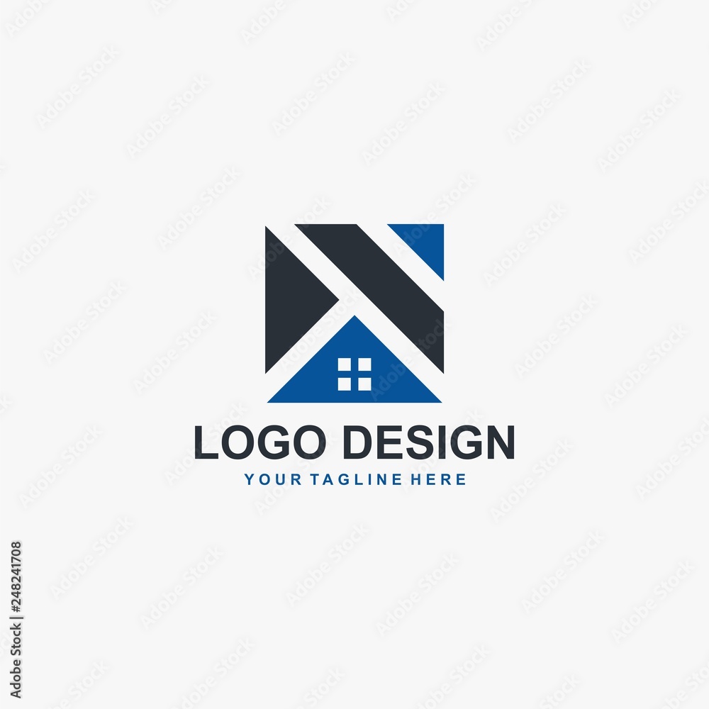 Real estate company logo design. Home blue vector. Property management logo. Real estate company logo design. Home blue vector. Property management logo.