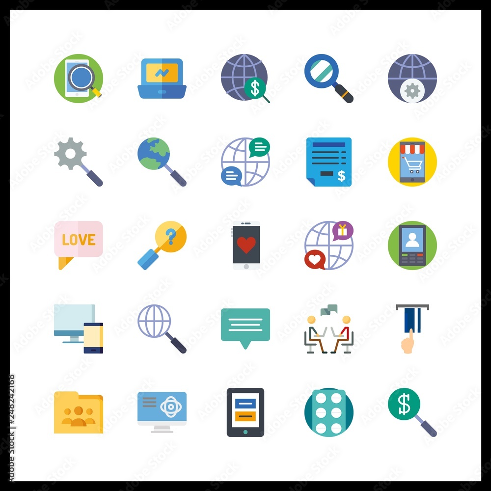 25 wireless icon. Vector illustration wireless set. chat and internet icons for wireless works