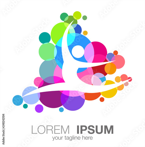 Vector abstract, gymnasts do gymnastic movements as logos or symbols of healthy living.