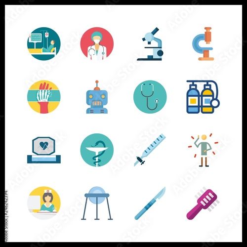 16 healthcare icon. Vector illustration healthcare set. nurse and robot icons for healthcare works
