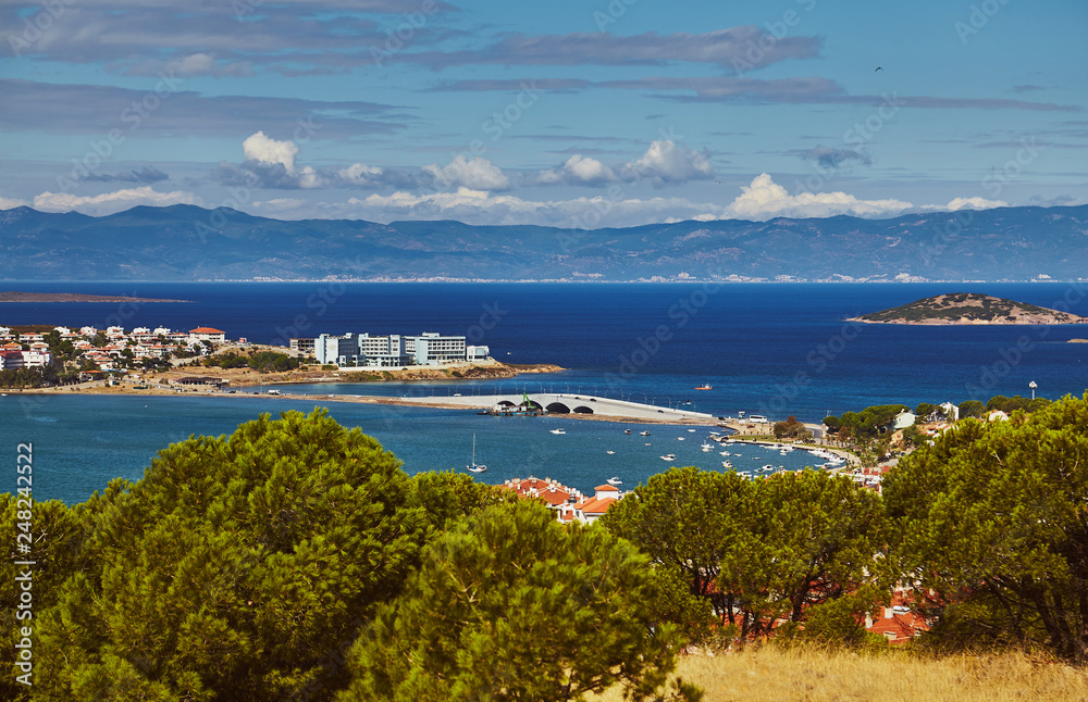 Views of Ayvalik town onCunda island at Aegean side of Turkey