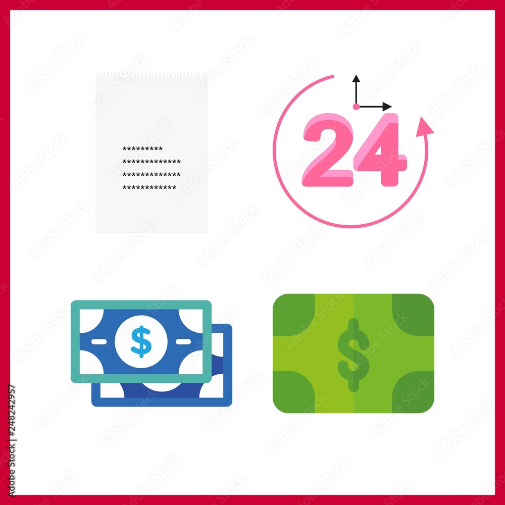4 tax icon. Vector illustration tax set. receipt and money icons for tax works 4 tax icon. Vector illustration tax set. receipt and money icons for tax works