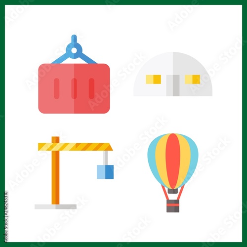 4 lift icon. Vector illustration lift set. winch and container icons for lift works
